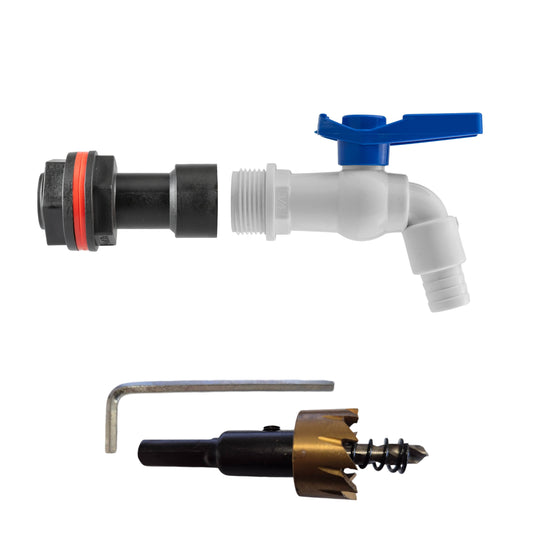 AP Supplies Water Butt Extension Kit 3/4" with White PVC Tap and Drill Bit