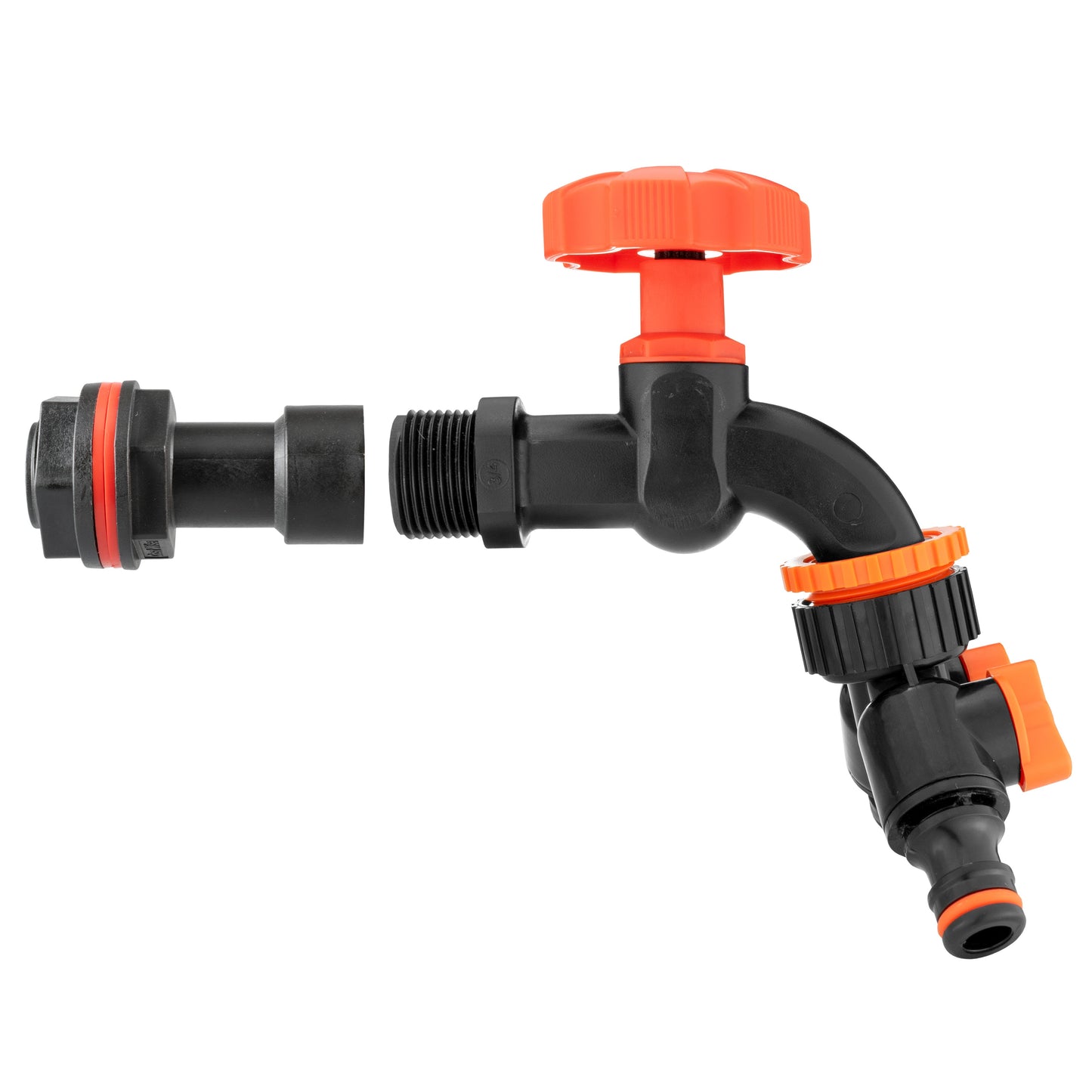 AP Supplies Water Butt Extension Kit 3/4" with Black Dial Tap + Two-Way Splitter and Drill Bit