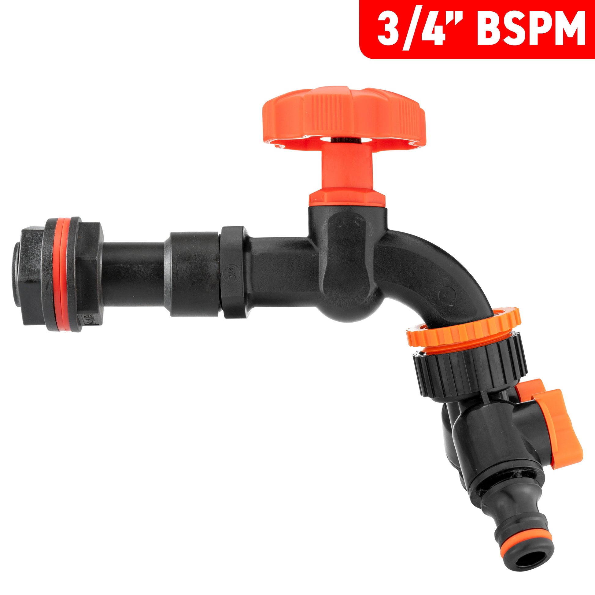 AP Supplies Water Butt Extension Kit 3/4" with Black Dial Tap + Two-Way Splitter and Drill Bit