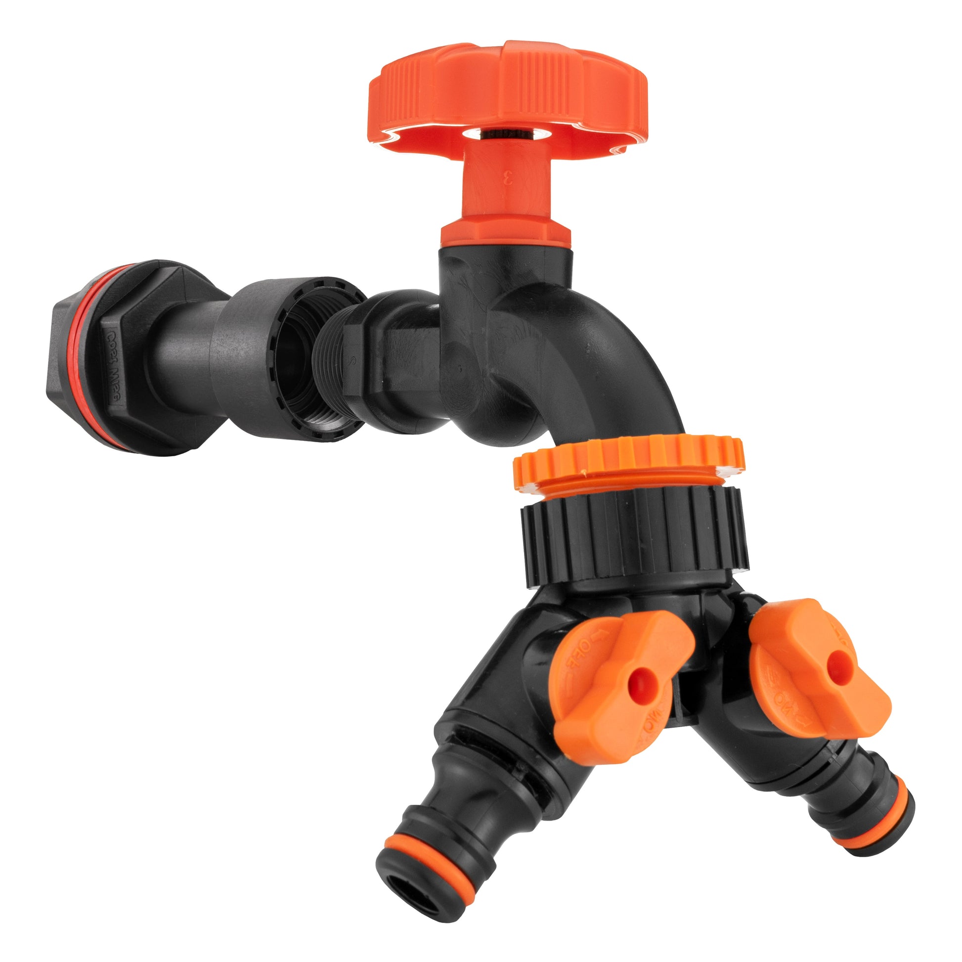 AP Supplies Water Butt Extension Kit 3/4" with Black Dial Tap + Two-Way Splitter and Drill Bit
