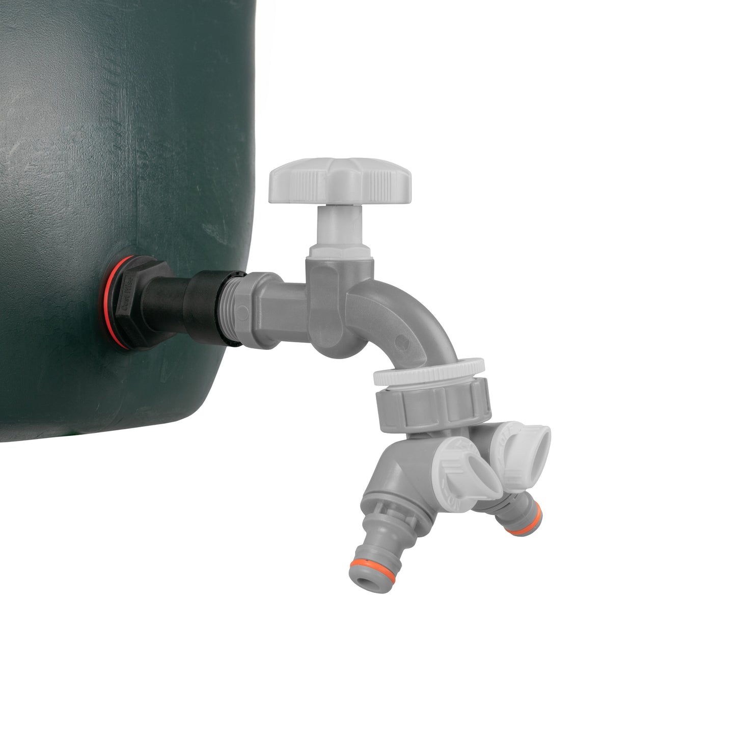 AP Supplies Water Butt Extension Kit 3/4" with Grey Dial Tap + Two-Way Splitter and Drill Bit