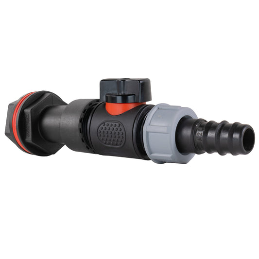 Water Butt Extension Kit 3/4in with In-Line Valve + 20mm Barb Hose Connector Set