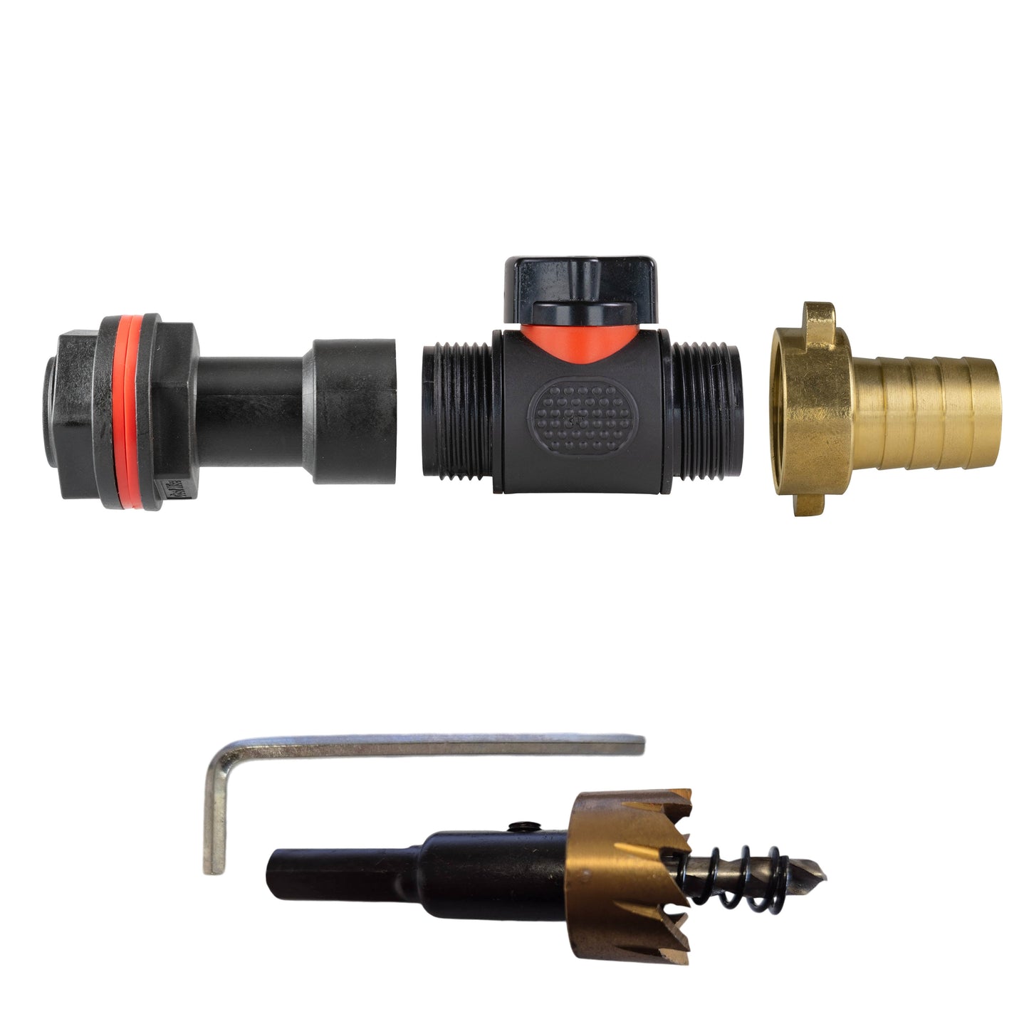 AP Supplies Water Butt Extension Kit 3/4" with In-Line Valve + Brass 3/4" Barb and Drill Bit