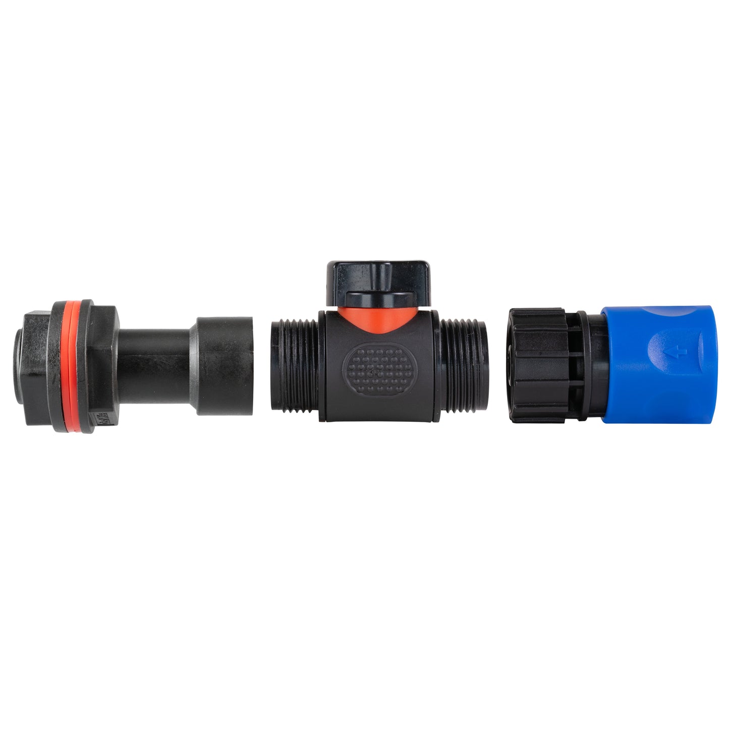 Water Butt Extension Kit 3/4in with In-Line Valve + Female Quick Connector Blue