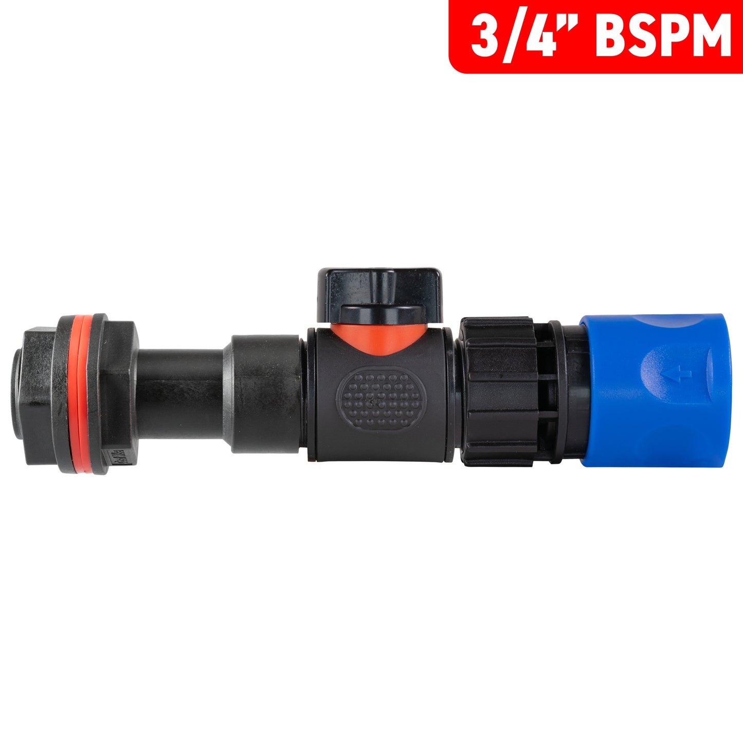 Water Butt Extension Kit 3/4in with In-Line Valve + Female Quick Connector Blue