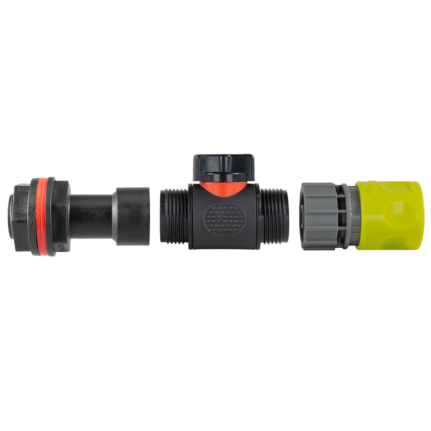 Water Butt Extension Kit 3/4in with In-Line Valve + Female Quick Connector Lime