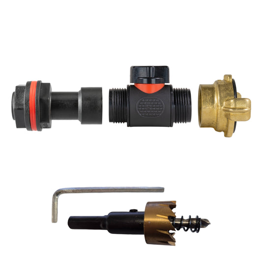 AP Supplies Water Butt Extension Kit 3/4" with In-Line Valve + Geka and Drill Bit