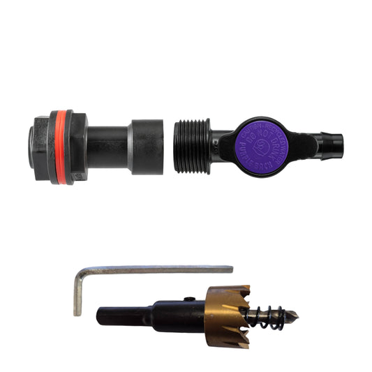 AP Supplies Water Butt Extension Kit 3/4" with 13mm Barb Irrigation Valve and Drill Bit