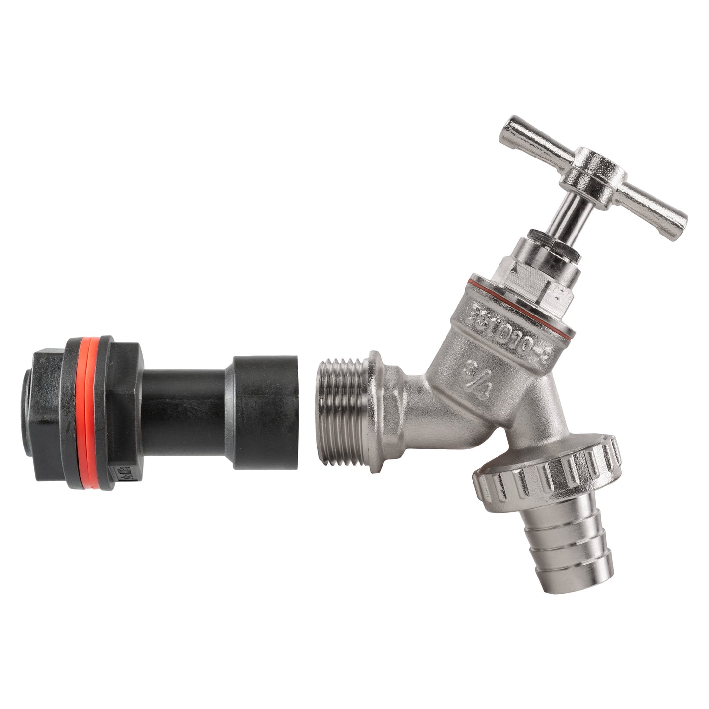 Water Butt Extension Kit 3/4in with Nickel Plated Barbed Tap for Water Connector