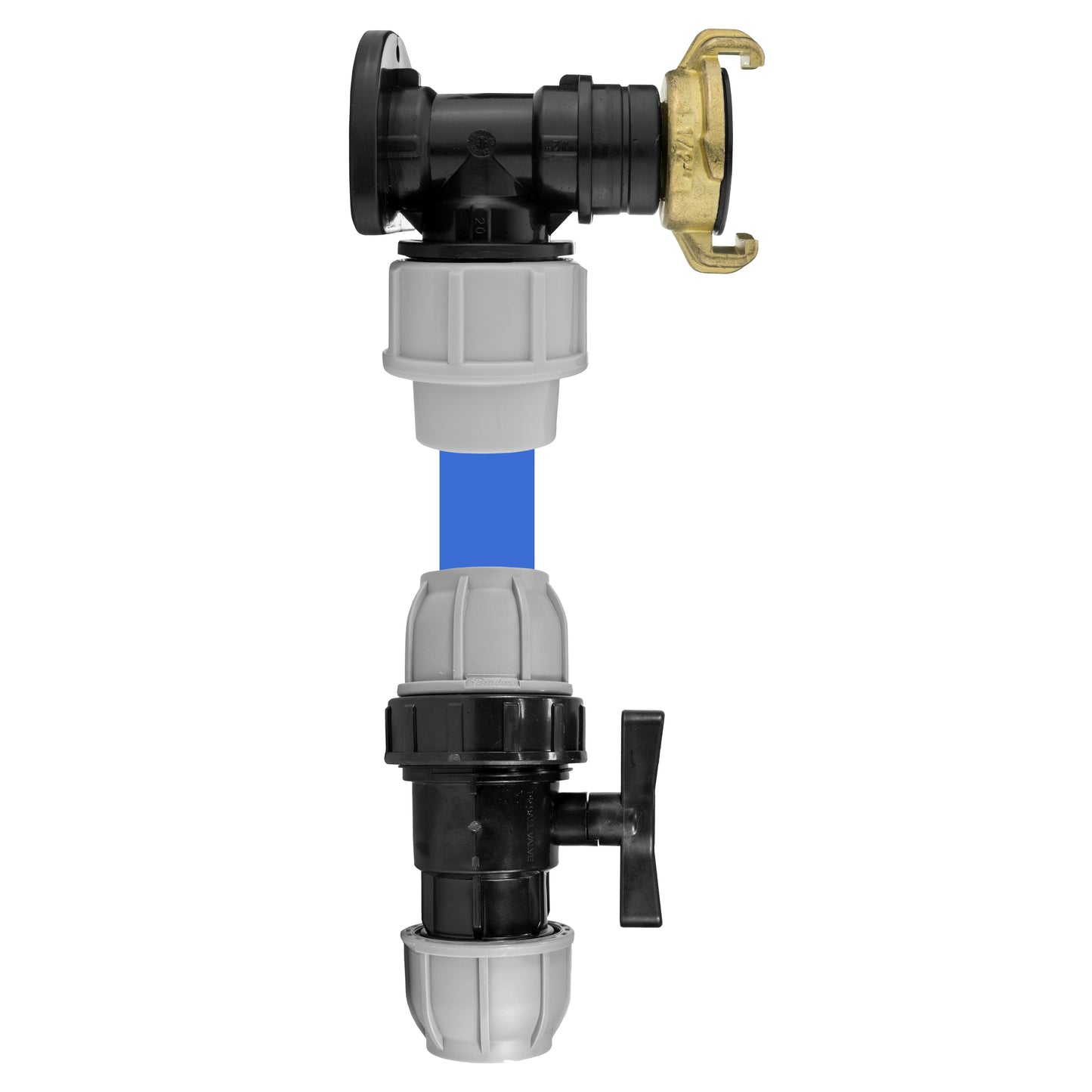Wall Flange Kit 20mm MDPE - Geka and In Line Valve Water Connector Claw Coupling