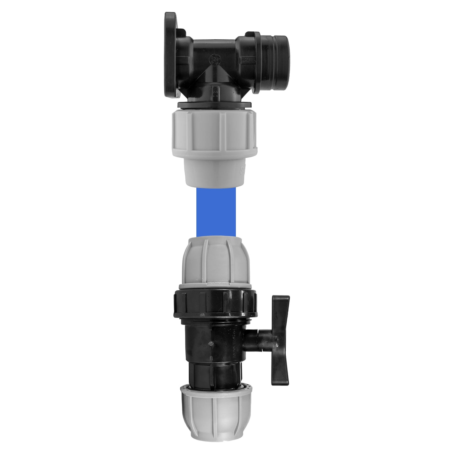 Wall Flange Kit 20mm MDPE With In-Line Valve Water Connector MDPE Pipe Connector
