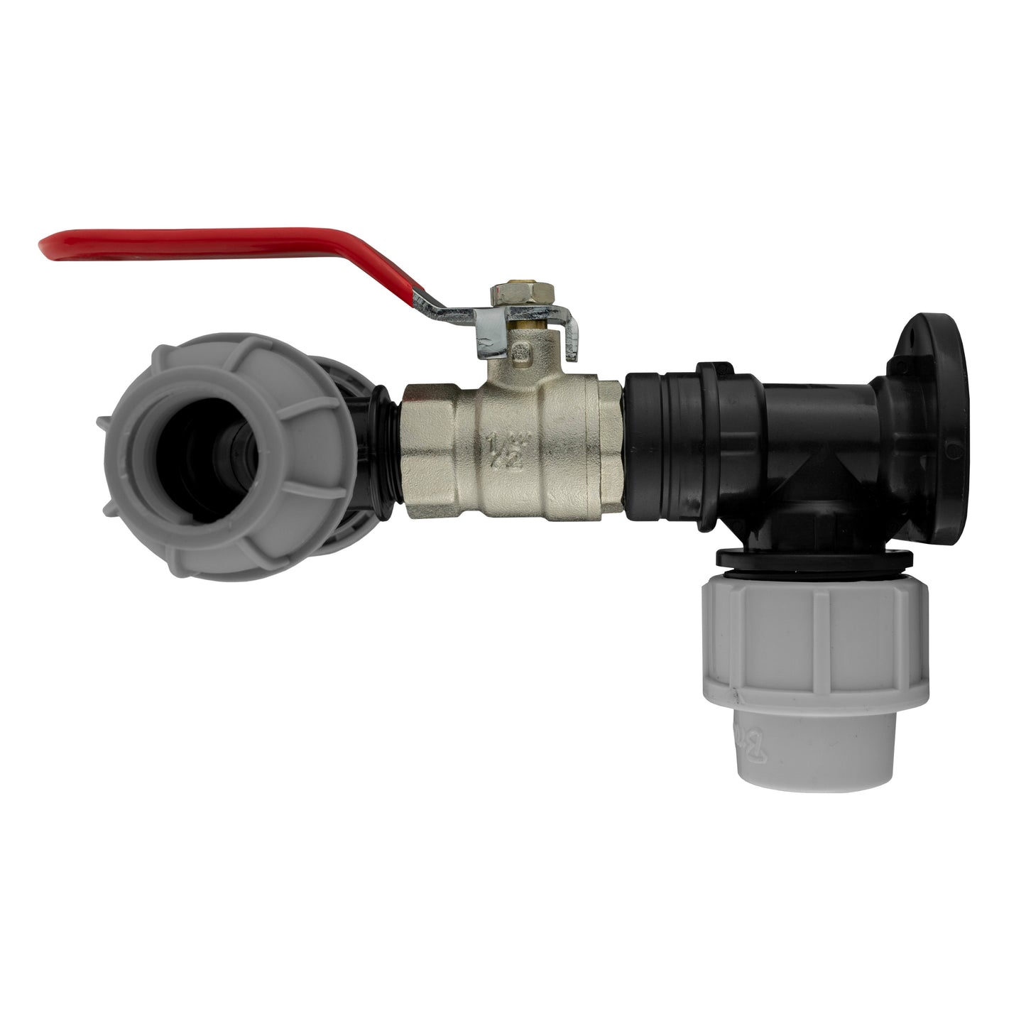 Wall Flange Kit 20mm MDPE - Lever Valve and 20mm MDPE Tee Outlet Water Connector