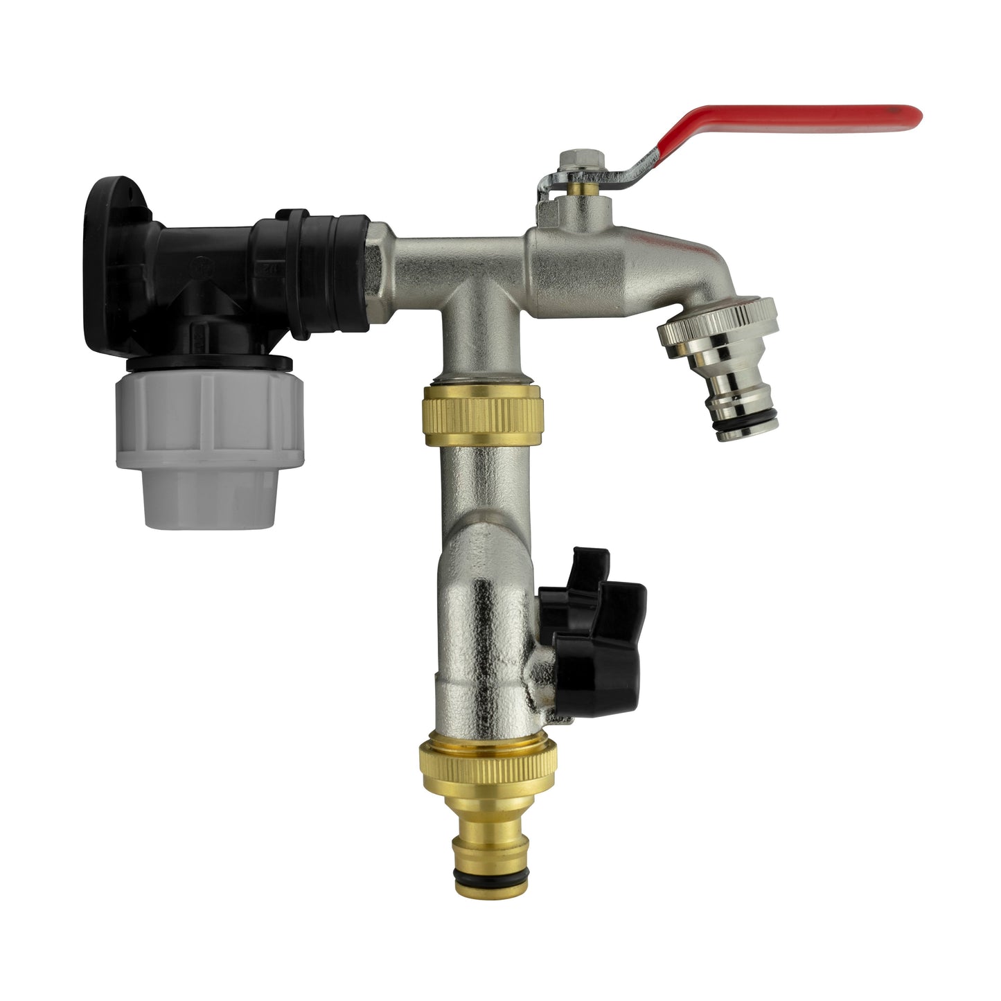Wall Flange Kit 20mm MDPE - Double Tap with Triple Outlet for Hose Connector Set