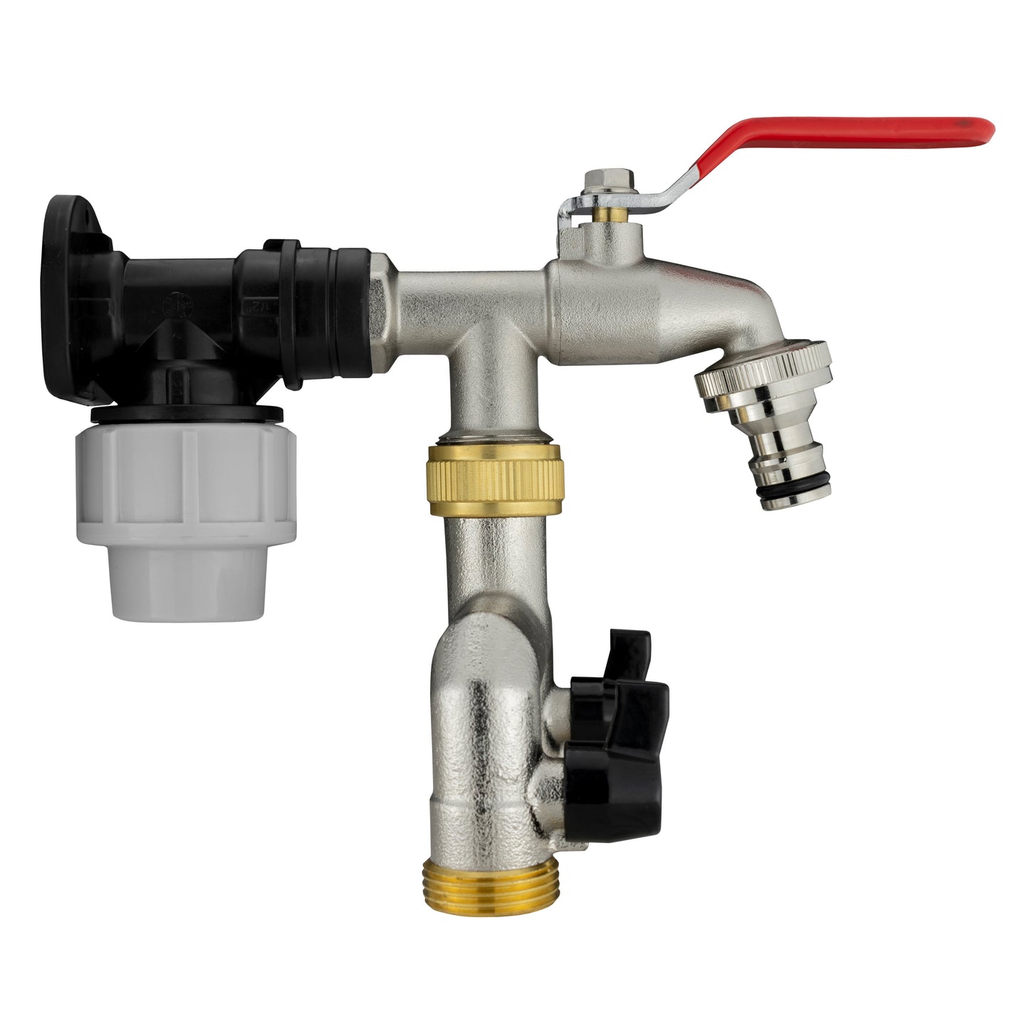 Wall Flange Kit 20mm MDPE - Double Tap with Triple Outlet Thread Water Connector