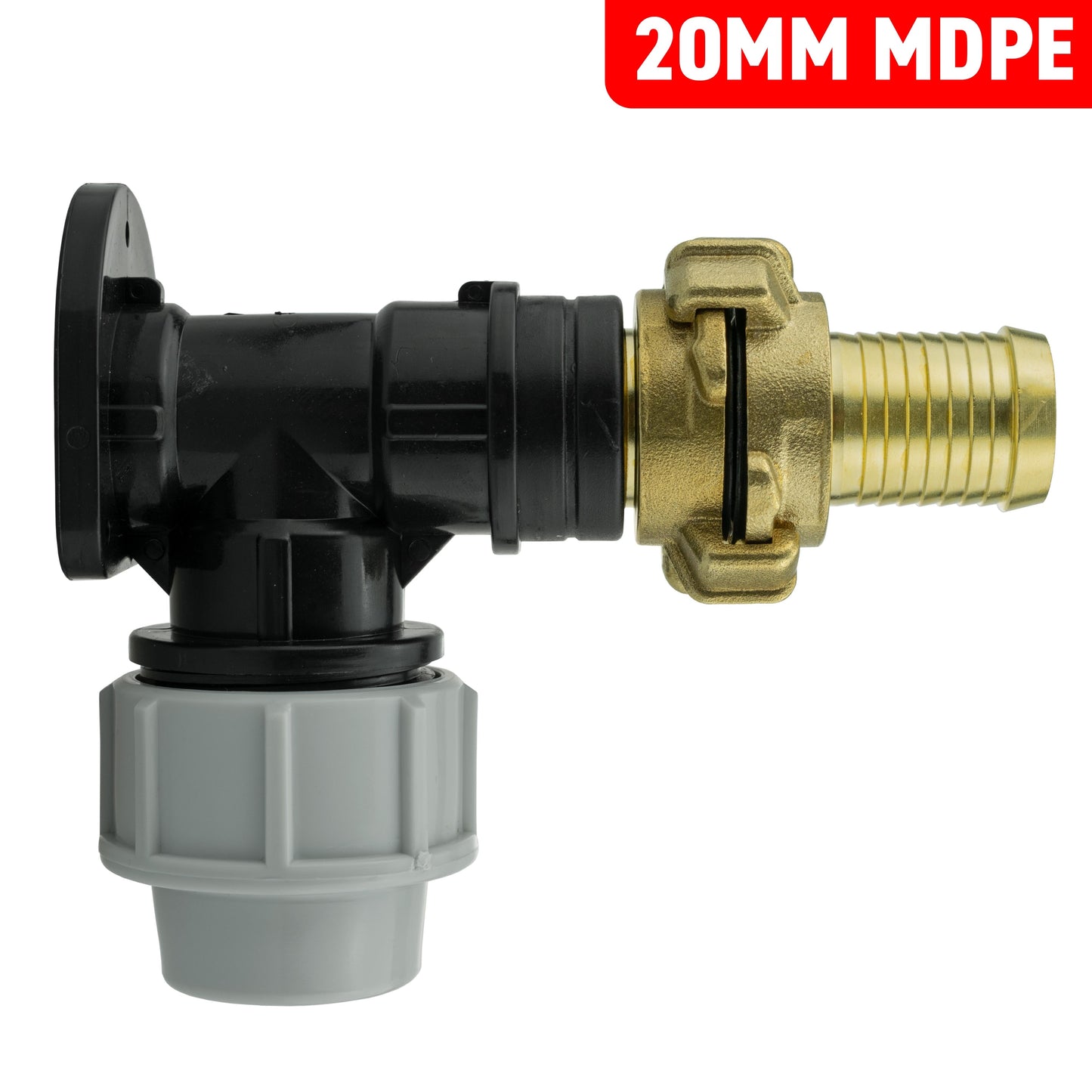 Wall Flange Kit 20mm MDPE + 25mm Barbed Geka Set Hose Pipe Fitting Claw Coupling