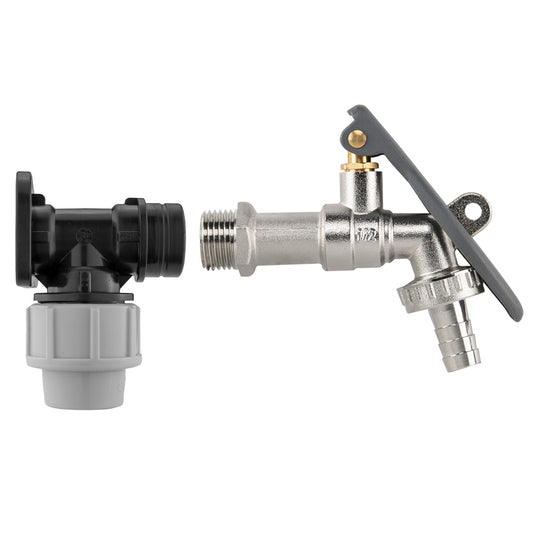 AP Supplies Wall Flange Kit 20mm MDPE - Lever Tap Hose Barb and Lever Lock