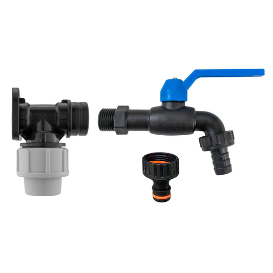 AP Supplies Wall Flange Kit 20mm MDPE with Nylon ½” Barb Tap and Quick Connect Outlet