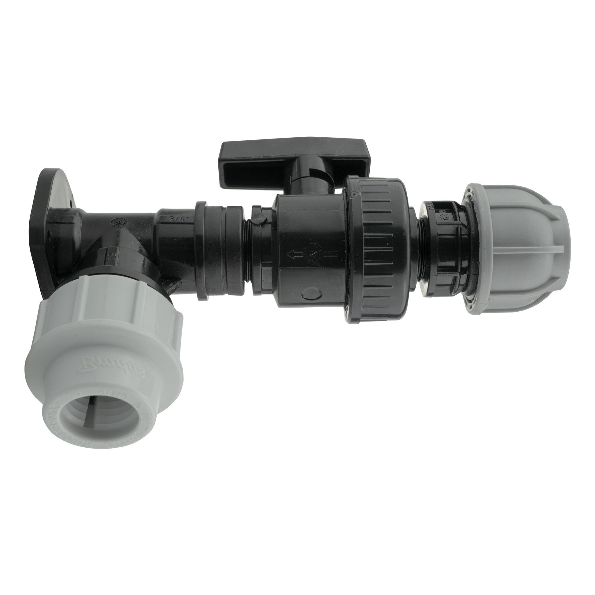 AP Supplies Wall Flange Kit 32mm MDPE + Large Plastic Valve & 32mm MDPE Straight