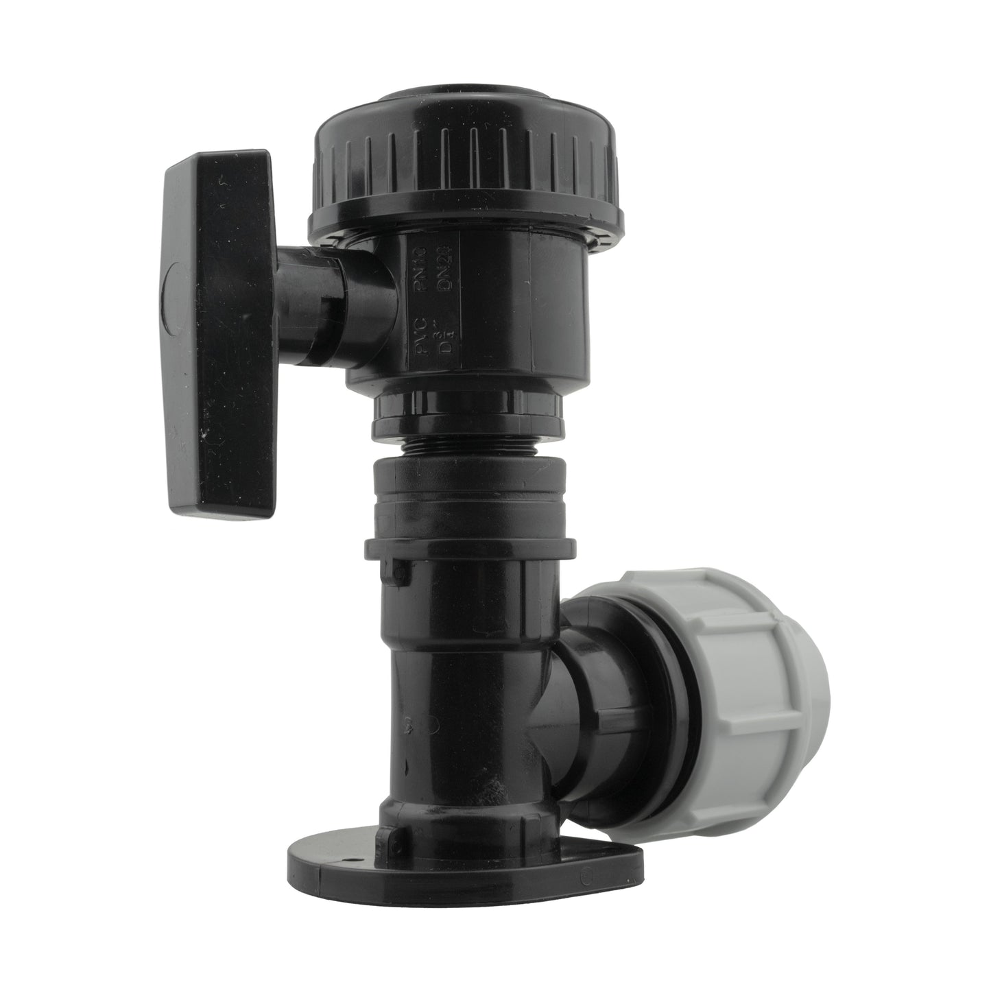 AP Supplies Wall Flange Kit 32mm MDPE + Large Plastic Valve 3/4" BSP