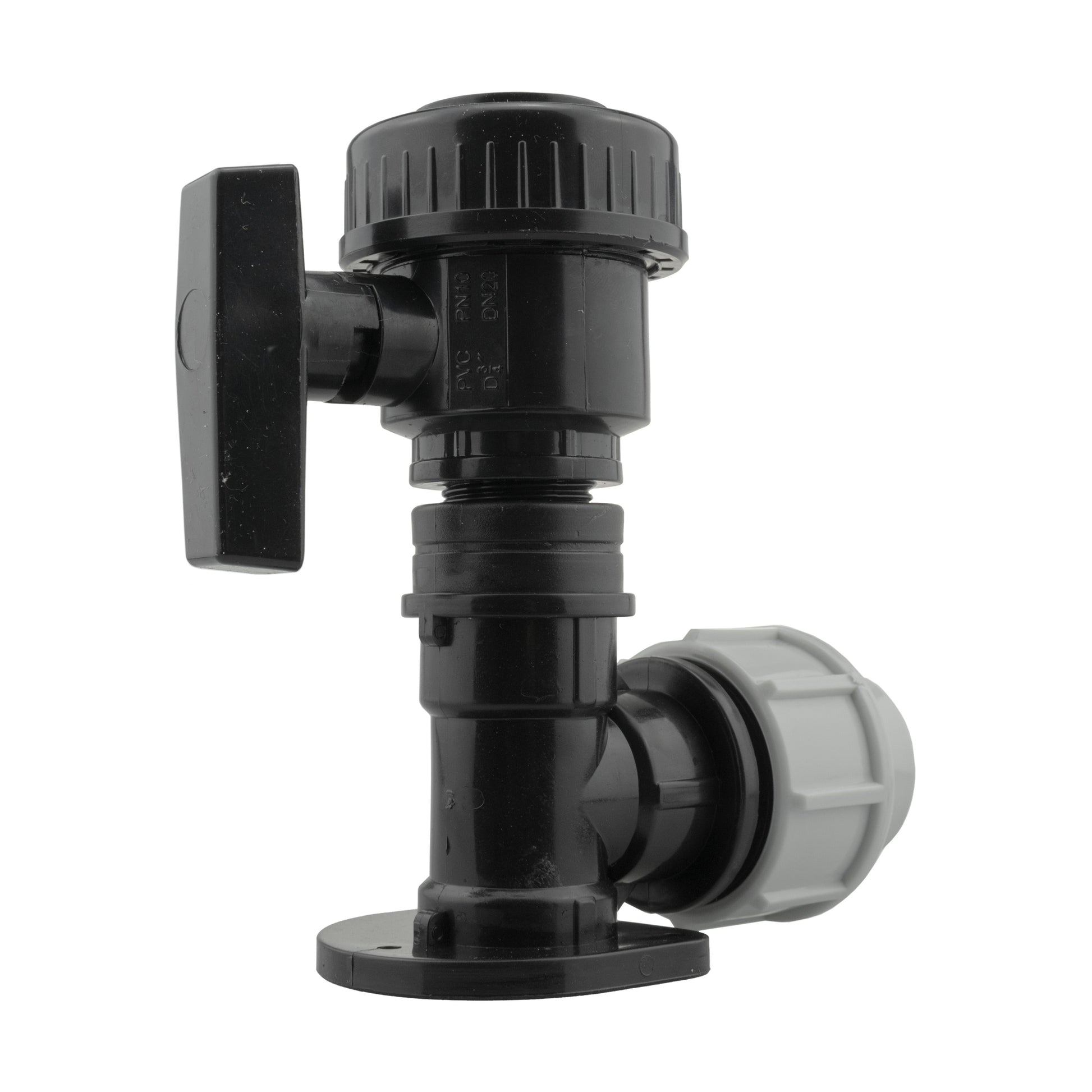 AP Supplies Wall Flange Kit 32mm MDPE + Large Plastic Valve 3/4" BSP