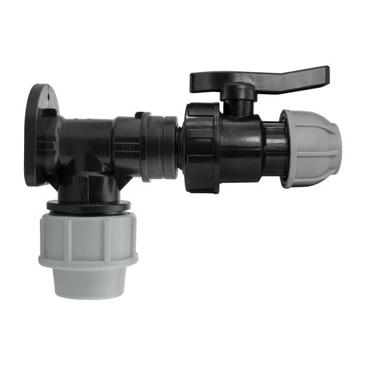 Wall Flange Kit 25mm MDPE + 25mm MDPE Valve BSP Thread Fitting Hose Pipe Fitting