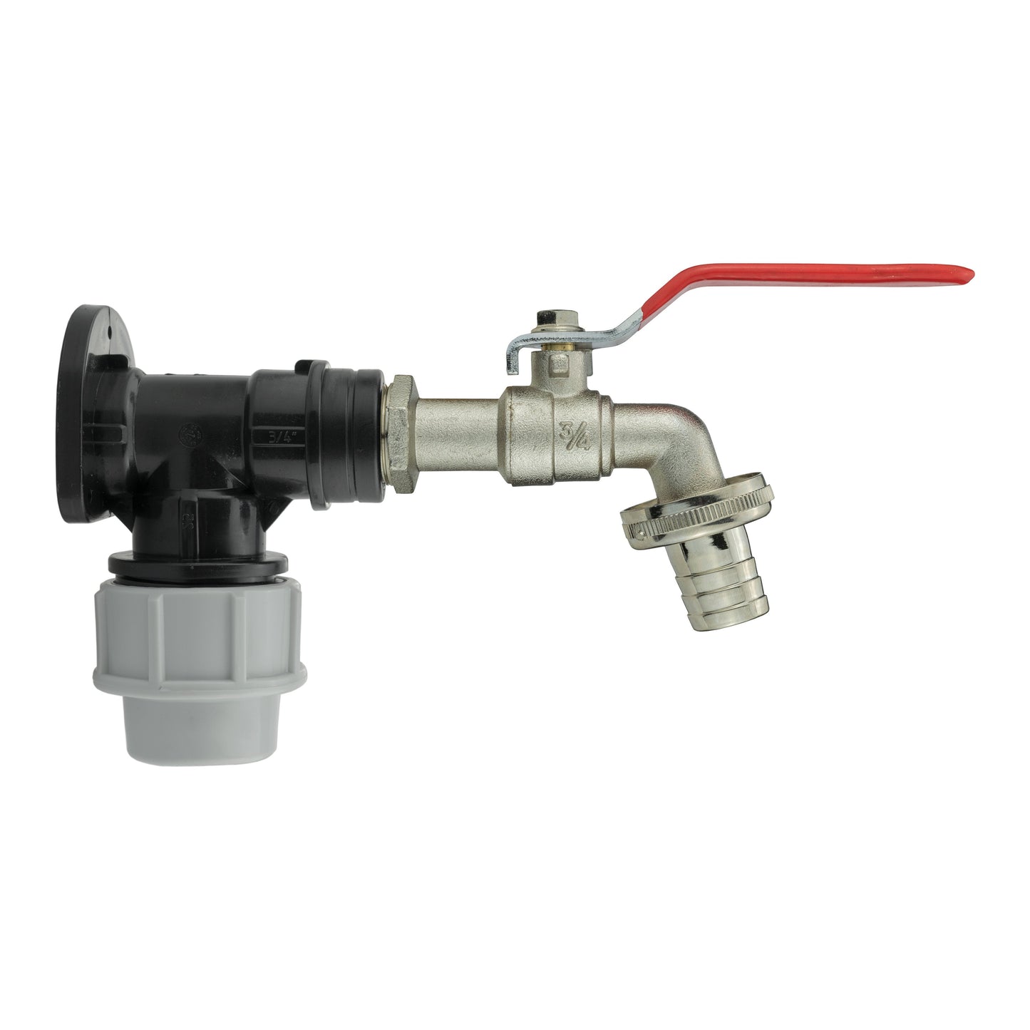 Wall Flange Kit 25mm MDPE + Lever Tap 3/4in Barb MDPE Pipe Connector Tap Adapter