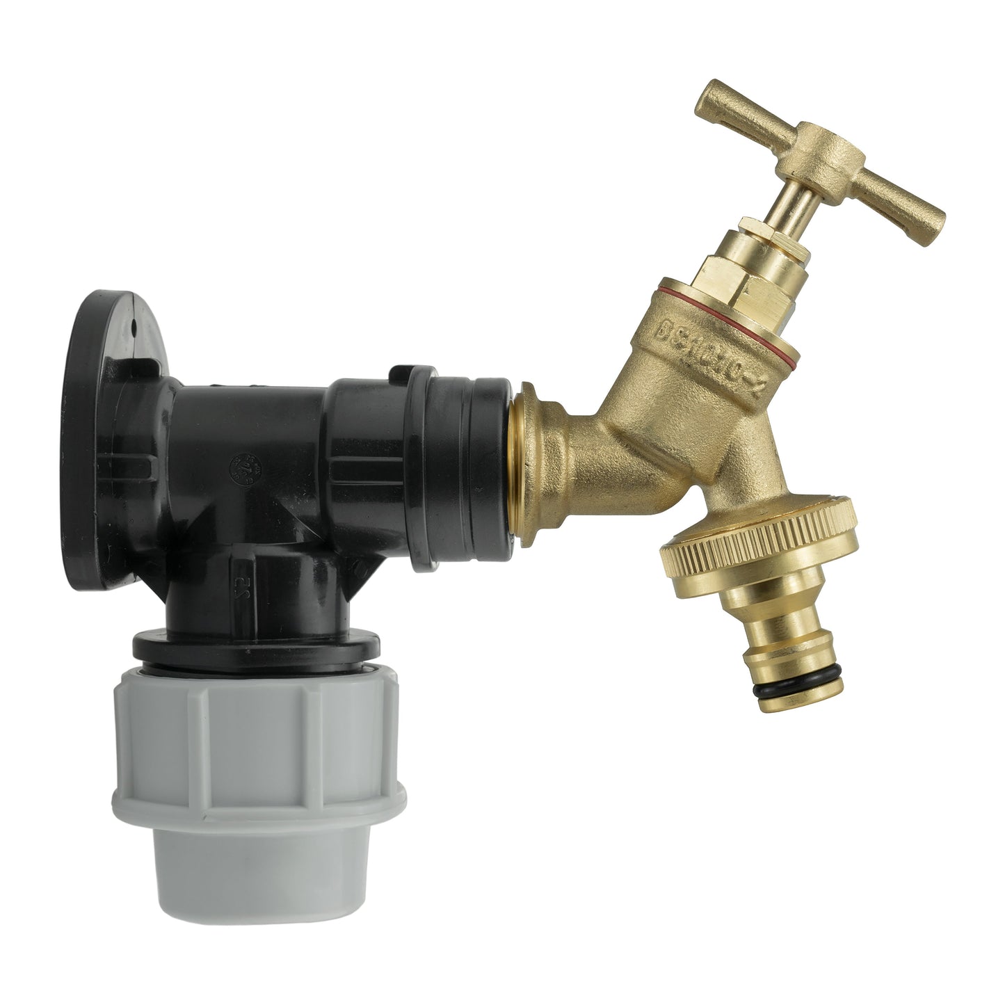 Wall Flange Kit 25mm MDPE - Brass Garden Tap Snap-On Male for BSP Thread Fitting