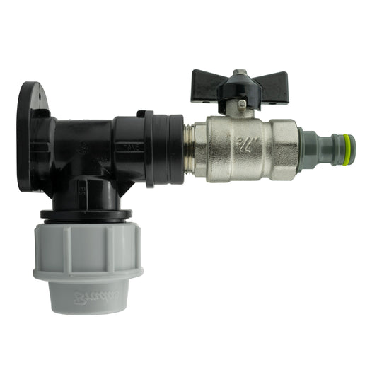 AP Supplies Wall Flange Kit 32mm MDPE + Bib Valve + Click Lock Male Lime