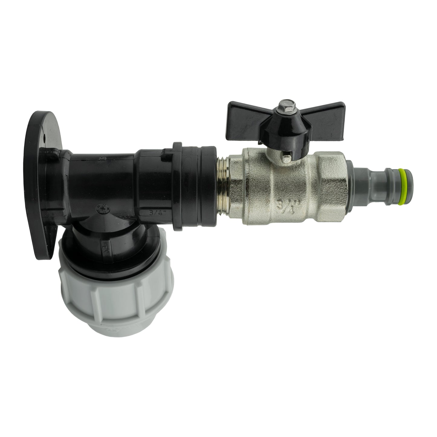 AP Supplies Wall Flange Kit 32mm MDPE + Bib Valve + Click Lock Male Lime