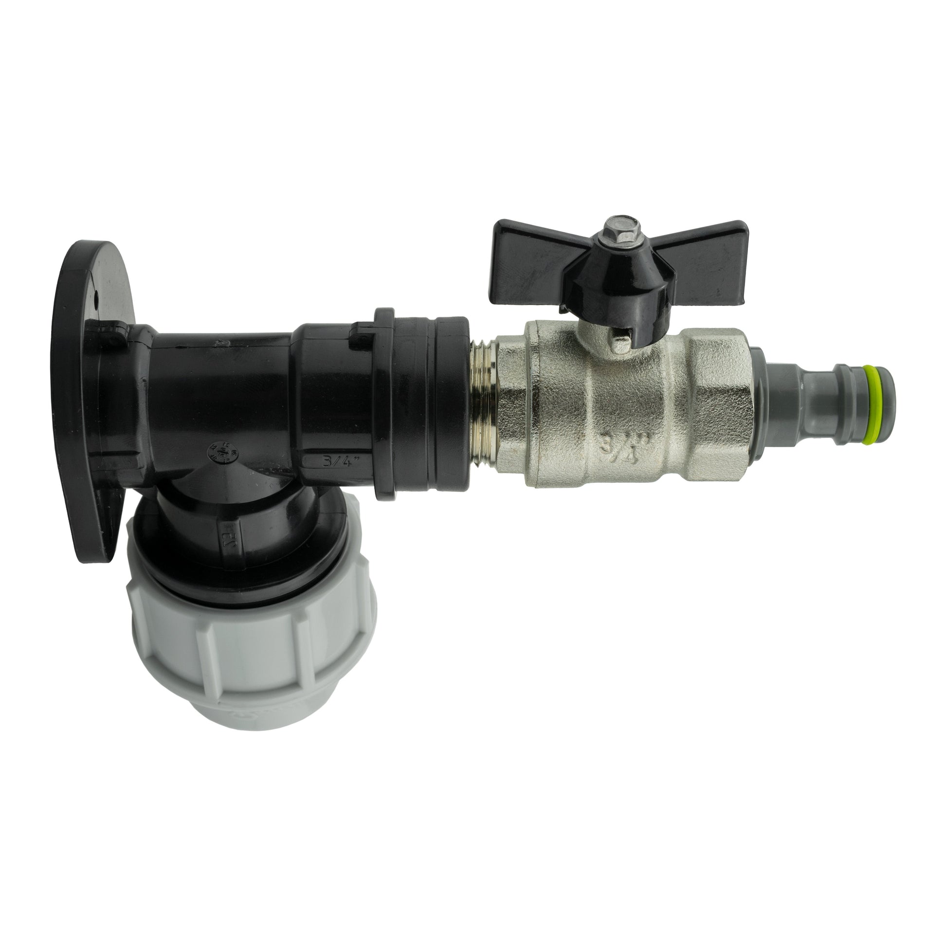 AP Supplies Wall Flange Kit 32mm MDPE + Bib Valve + Click Lock Male Lime