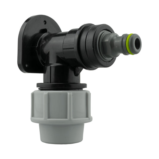 Wall Flange Kit 25mm MDPE + Quick Connector Male MDPE Pipe Connector Tap Adapter