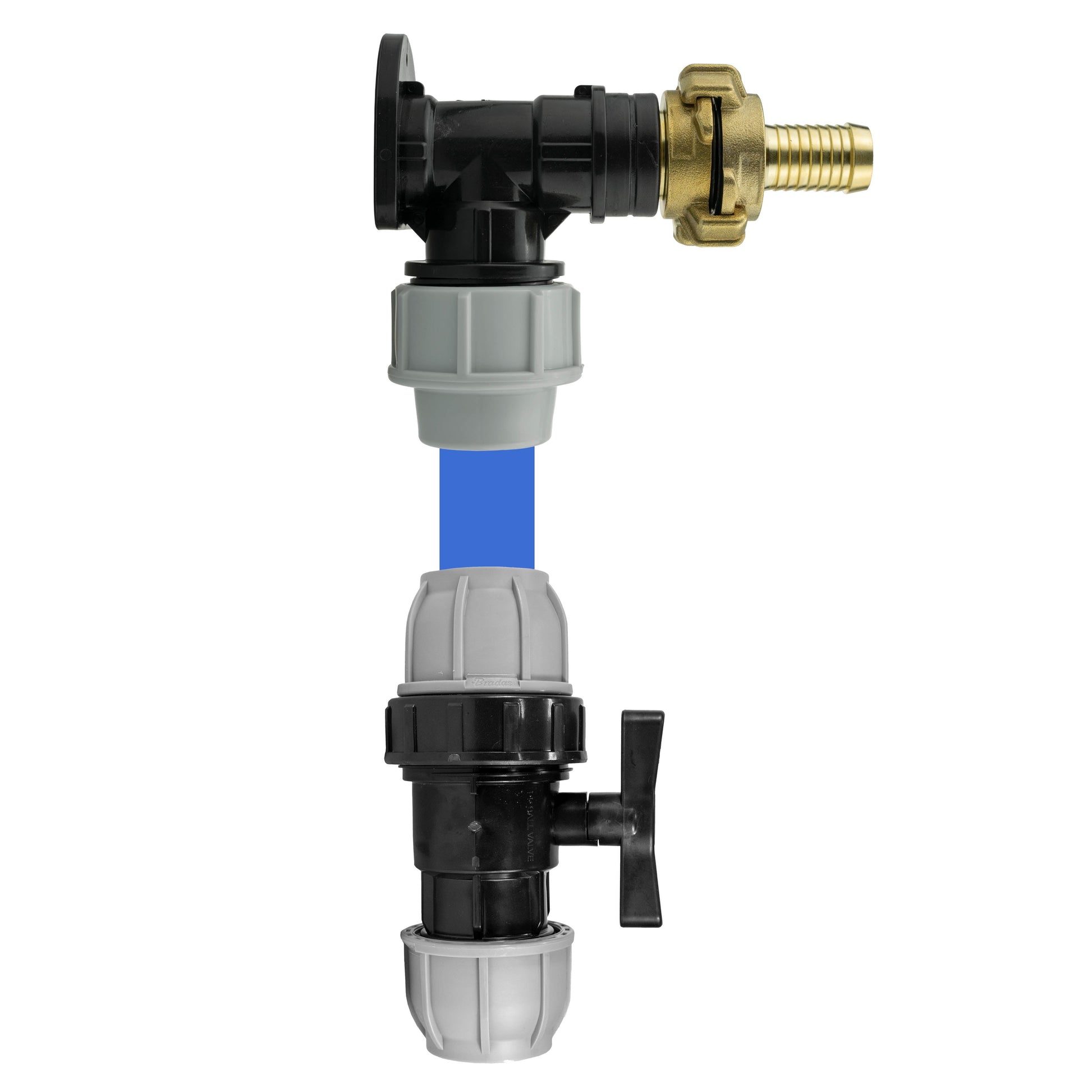 AP Supplies Wall Flange Kit 32mm MDPE + 32mm MDPE Valve + 19mm Barbed Geka Set