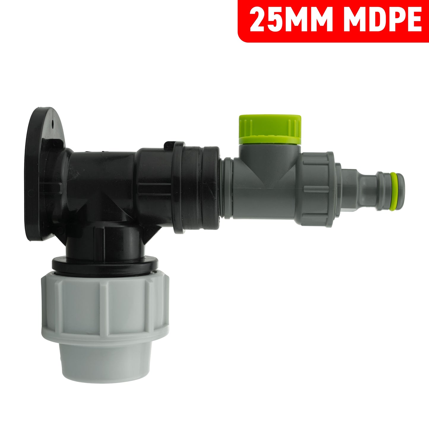 Wall Flange Kit 25mm MDPE + Quick Connector Valve Hose Connector Set Tap Adapter