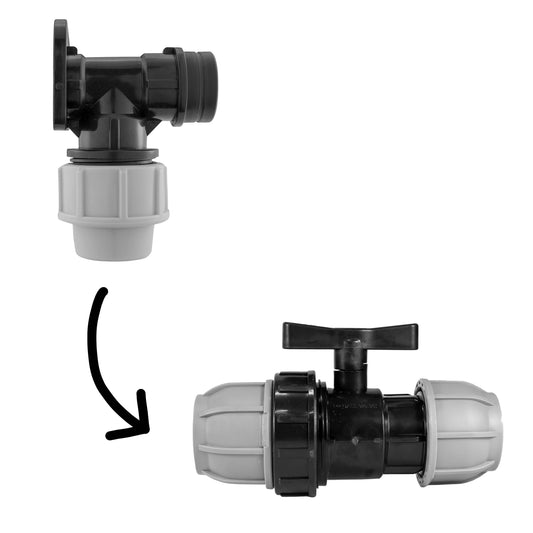 Wall Flange Kit 25mm MDPE + 25mm MDPE Valve BSP Thread Fitting Hose Pipe Fitting