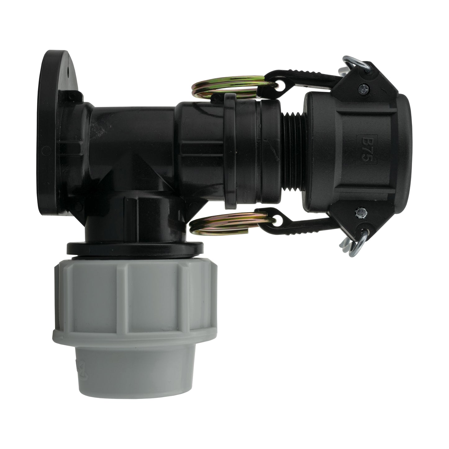 Wall Flange Kit 25mm MDPE + 3/4in Camlock Type B MDPE Pipe Connector Tap Adapter