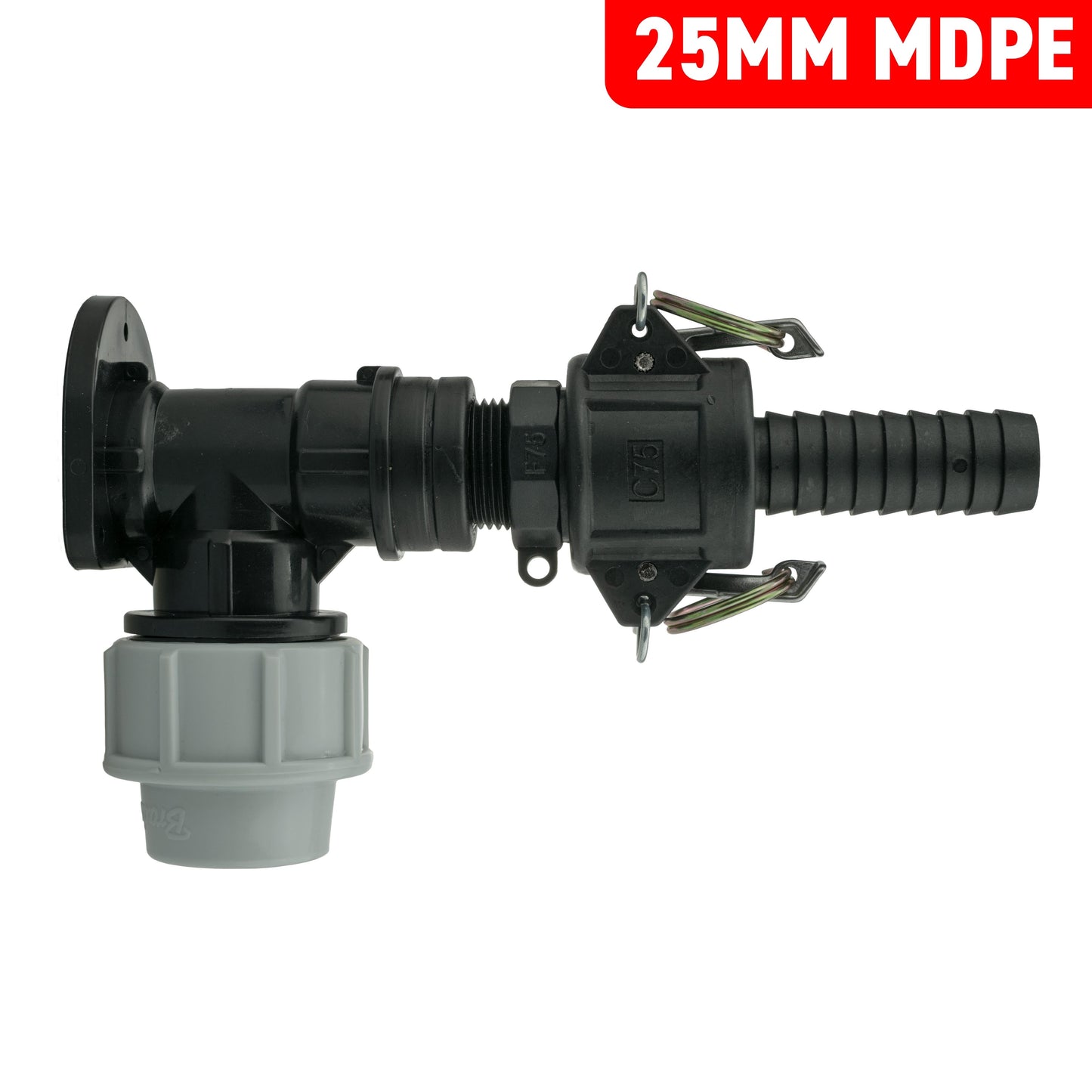 Wall Flange Kit 25mm MDPE + 3/4in Camlock Type F+C Hose Pipe Fitting Tap Adapter