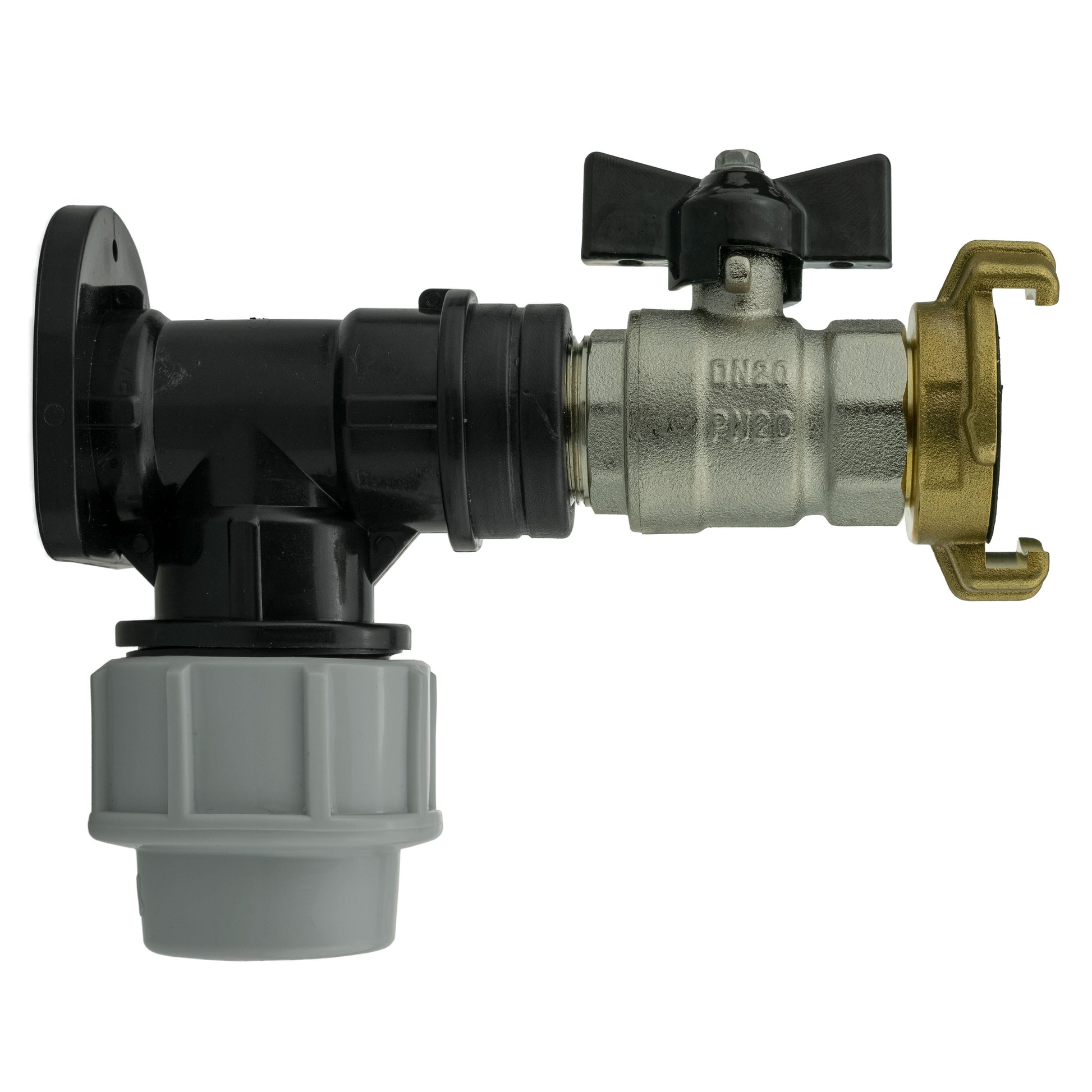 AP Supplies Wall Flange Kit 32mm MDPE + Bib Valve + Geka