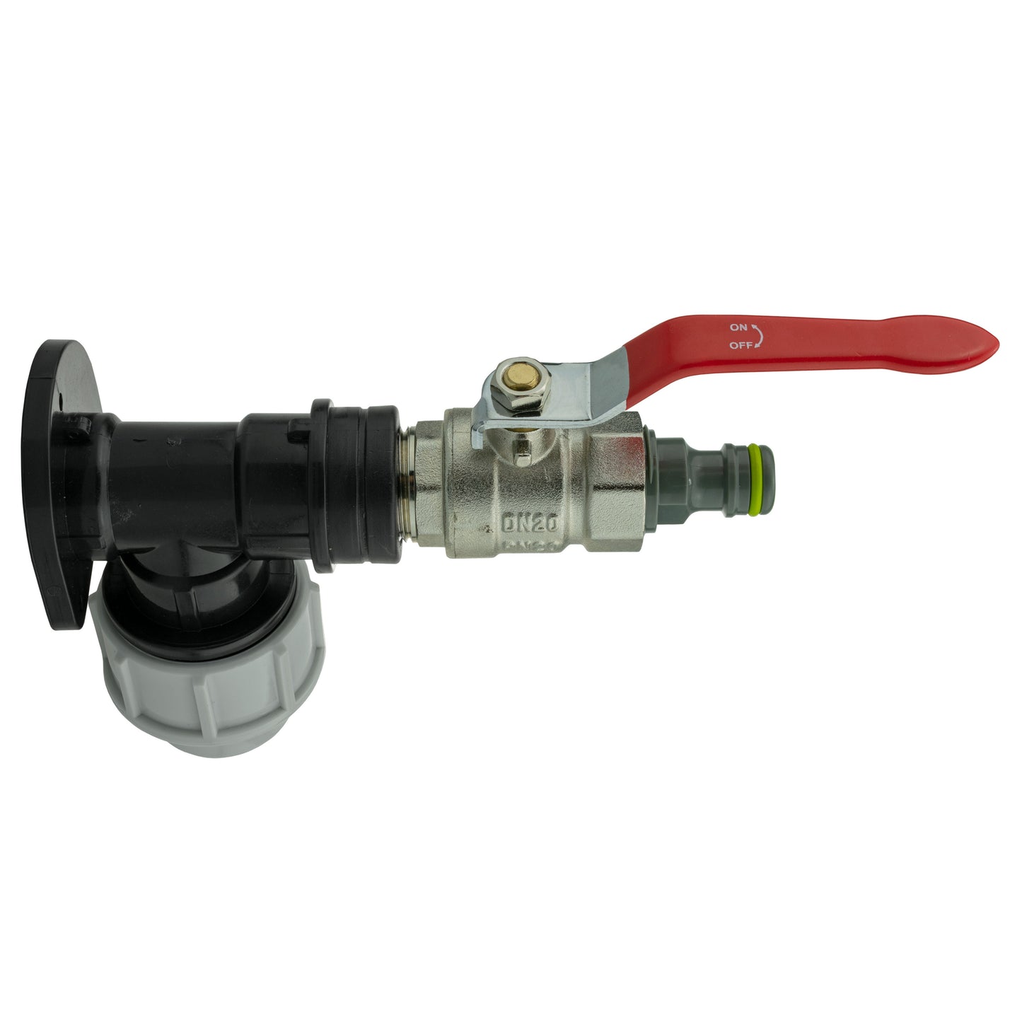 AP Supplies Wall Flange Kit 32mm MDPE + Lever Valve + Quick Connect Male