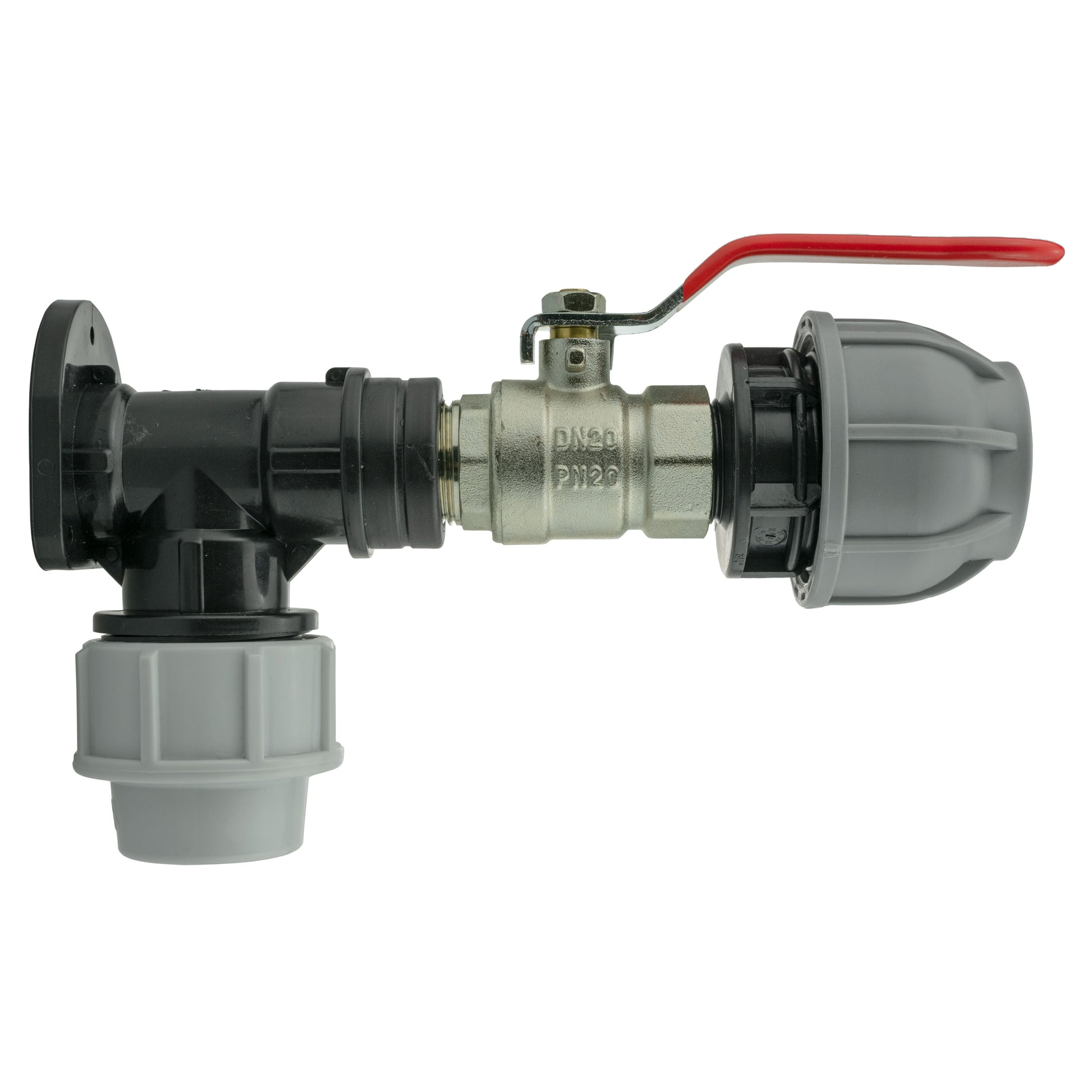 AP Supplies Wall Flange Kit 32mm MDPE + Lever Valve + 32mm MDPE Joiner