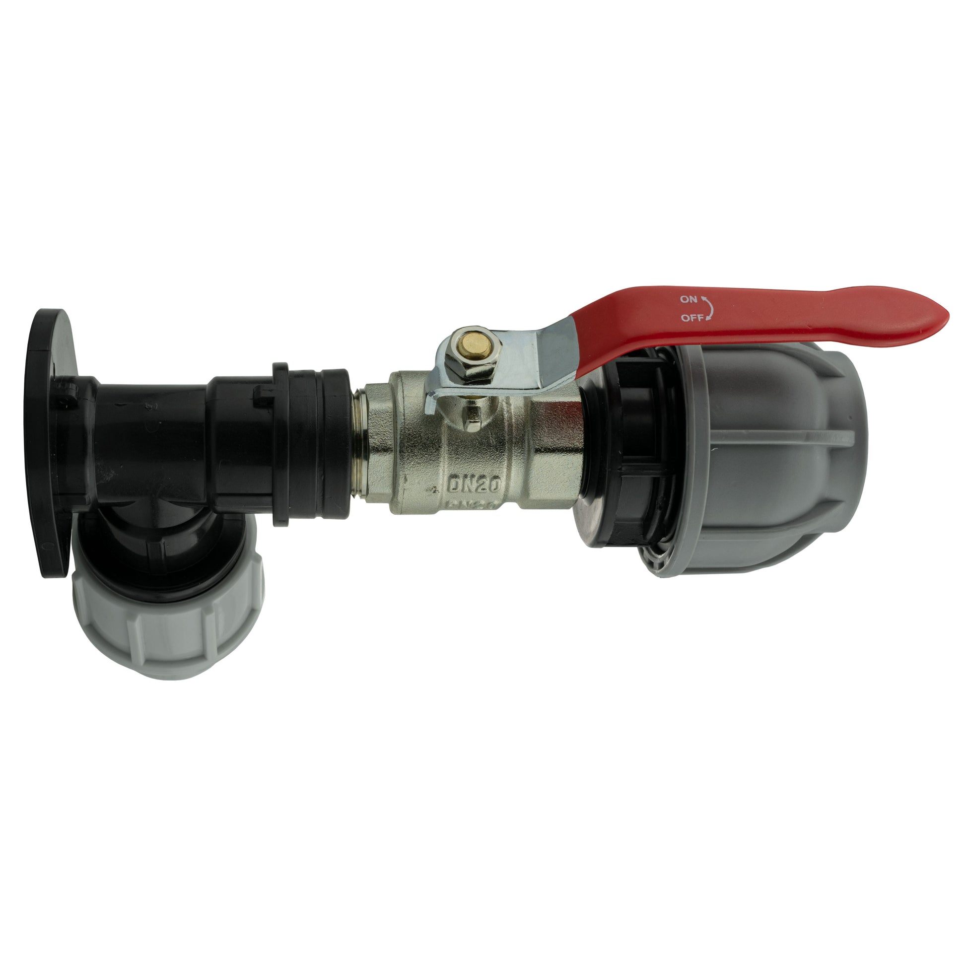 AP Supplies Wall Flange Kit 32mm MDPE + Lever Valve + 32mm MDPE Joiner