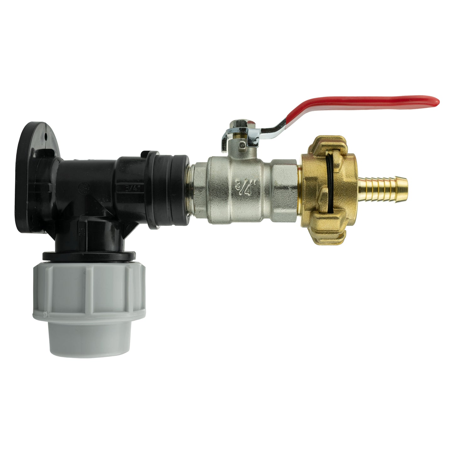 Wall Flange Kit 25mm MDPE + Lever Valve + 13mm Barbed Geka Set Hose Pipe Fitting