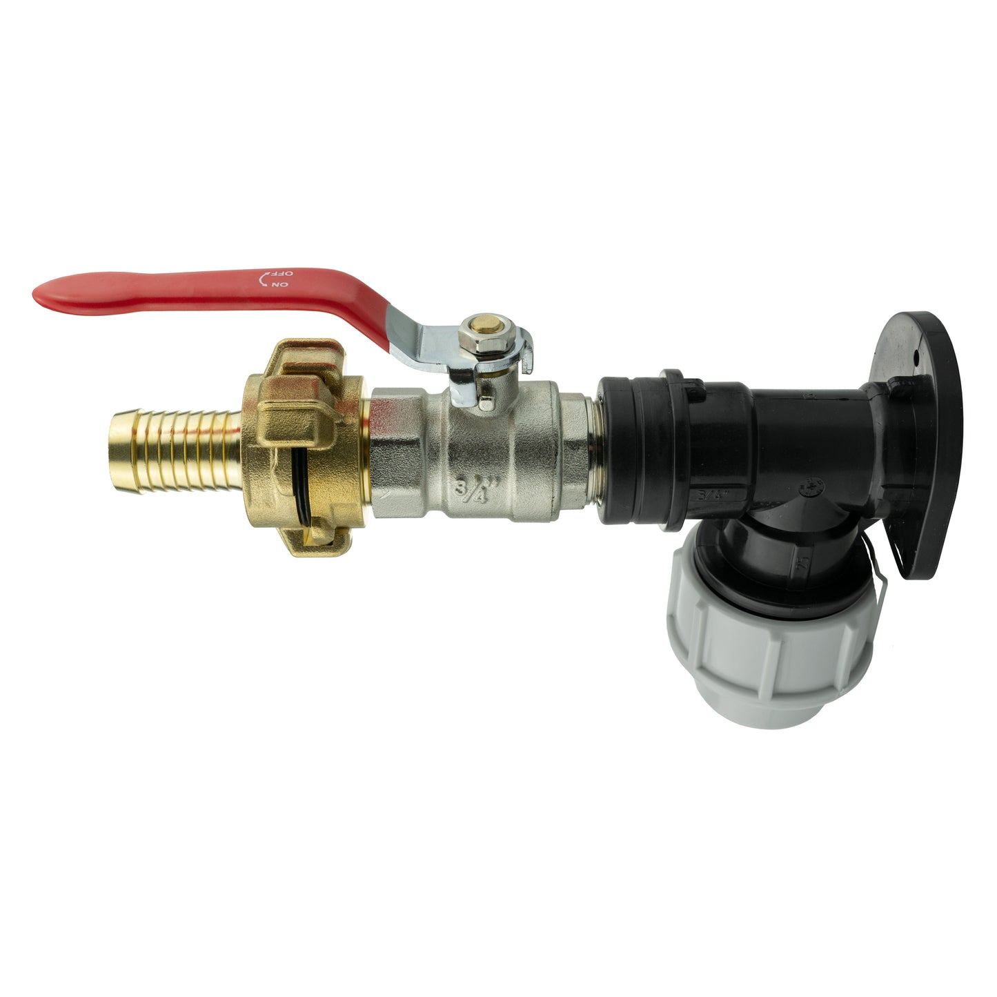 Wall Flange Kit 25mm MDPE + Lever Valve + 19mm Barbed Geka Set Hose Pipe Fitting