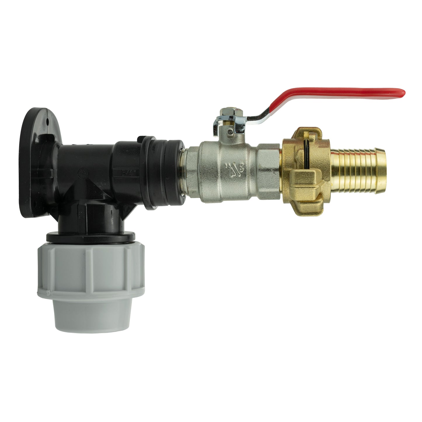 Wall Flange Kit 25mm MDPE + Lever Valve + 25mm Barbed Geka Set Hose Pipe Fitting