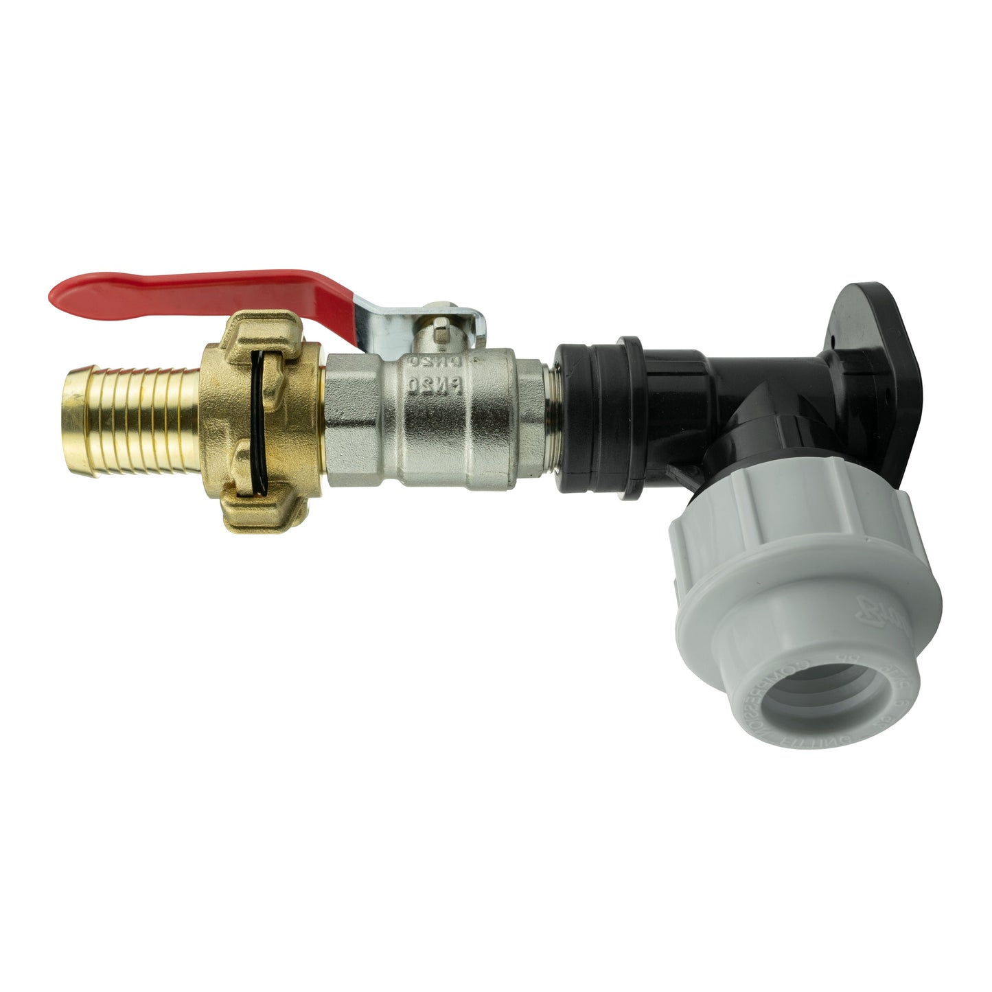 Wall Flange Kit 25mm MDPE + Lever Valve + 25mm Barbed Geka Set Hose Pipe Fitting
