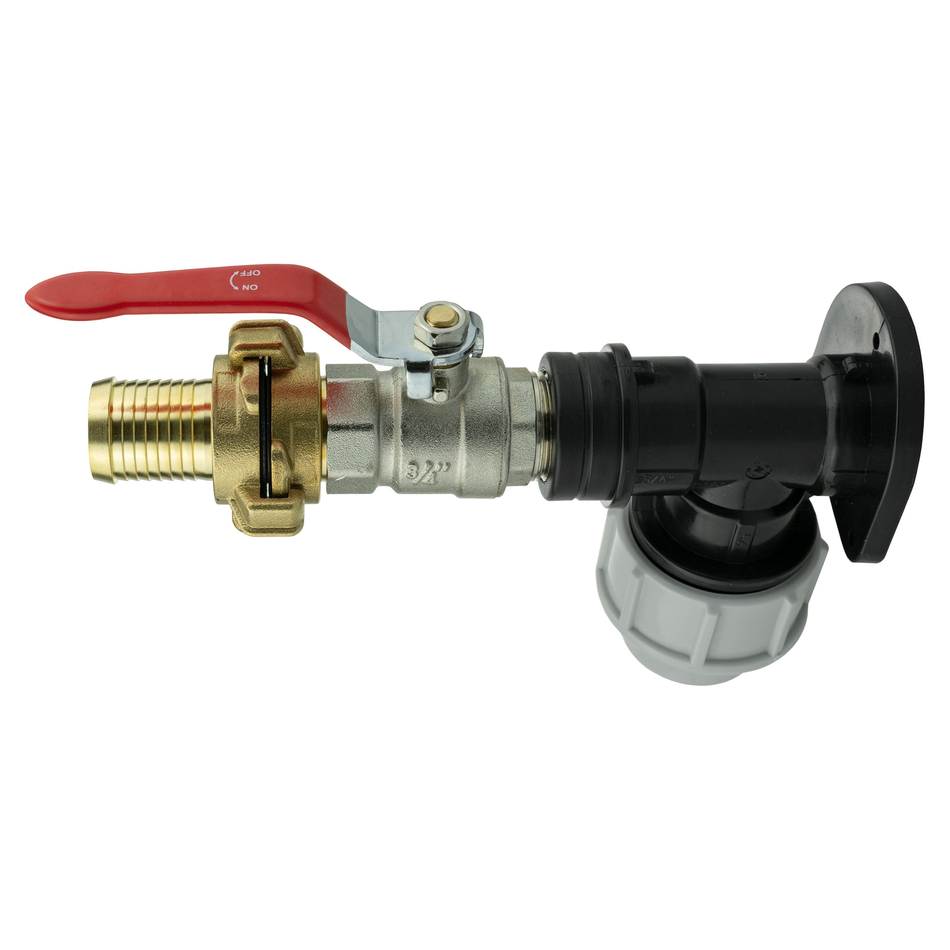 AP Supplies Wall Flange Kit 32mm MDPE + Lever Valve + 25mm Barbed Geka Set