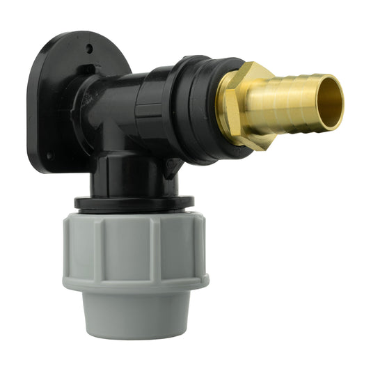 AP Supplies Wall Flange Kit 32mm MDPE + 19mm Brass Barb