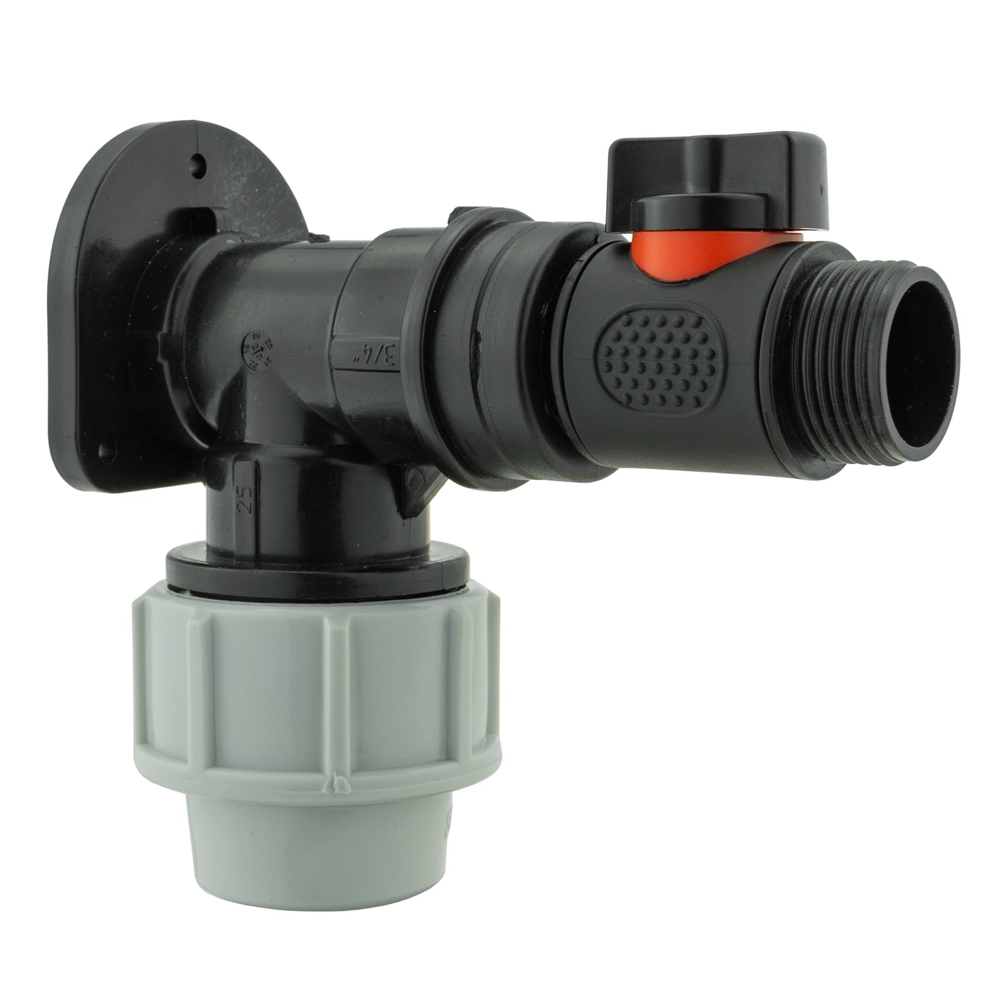 Wall Flange Kit 25mm MDPE + In-Line Valve BSP Thread Fitting MDPE Pipe Connector