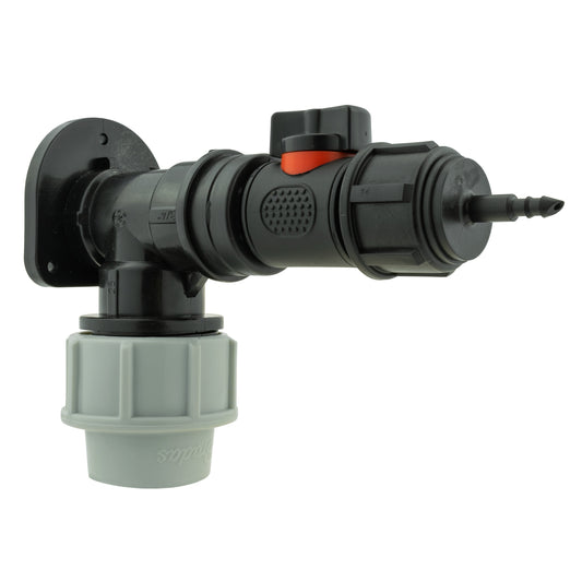 Wall Flange Kit 25mm MDPE + In-Line Valve + 4mm Micro Barb for Hose Pipe Fitting