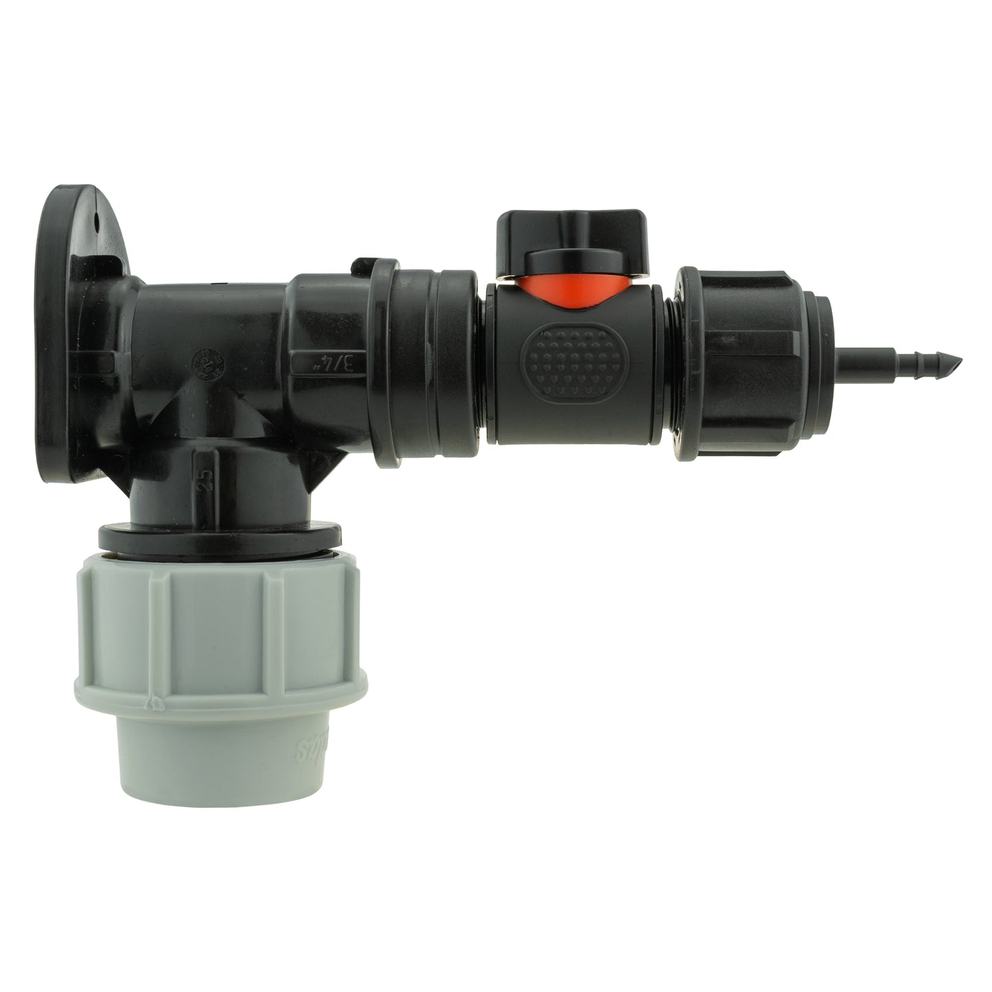 Wall Flange Kit 25mm MDPE + In-Line Valve + 4mm Micro Barb for Hose Pipe Fitting