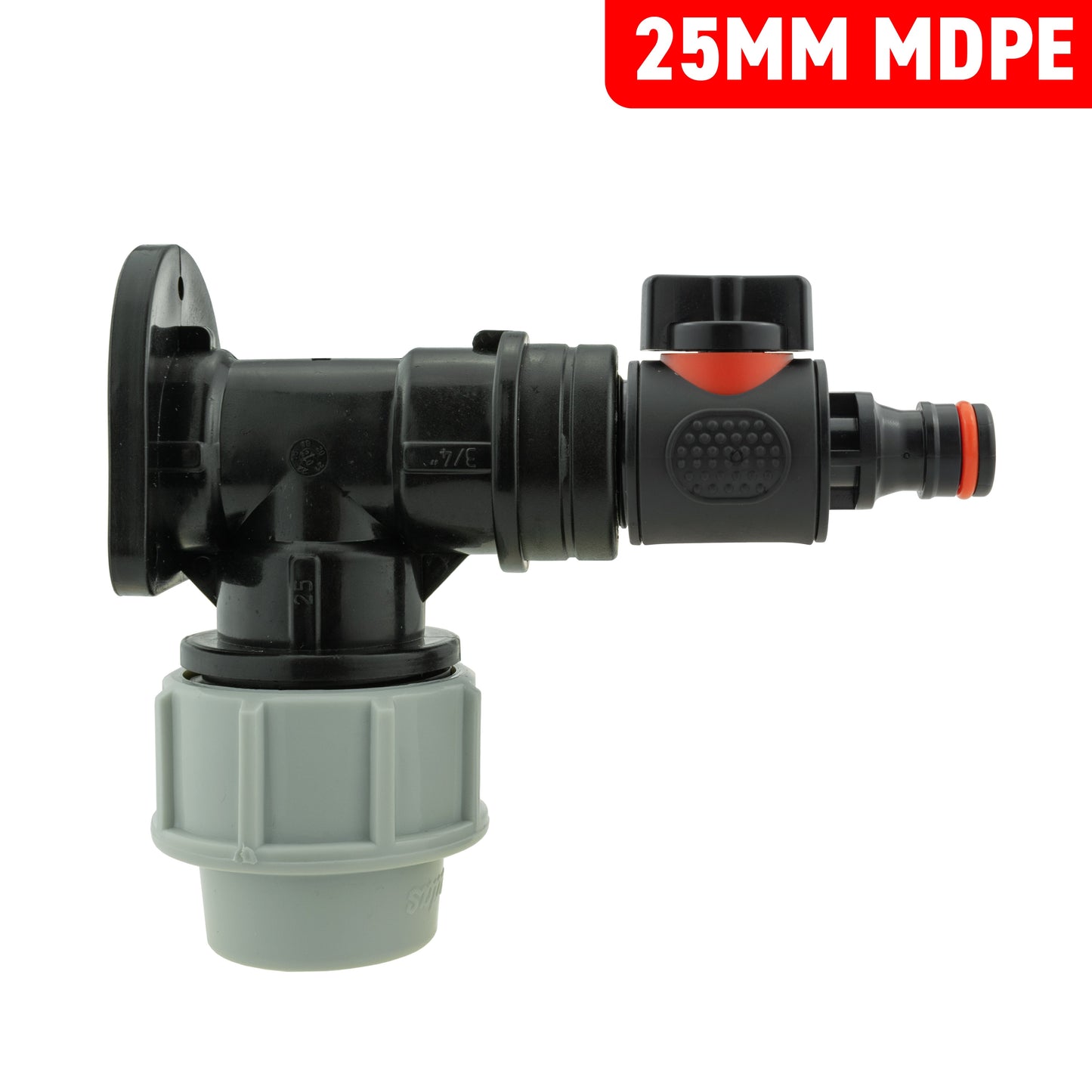 Wall Flange Kit 25mm MDPE + Valve with Male Quick Connector Outdoor Watering Kit